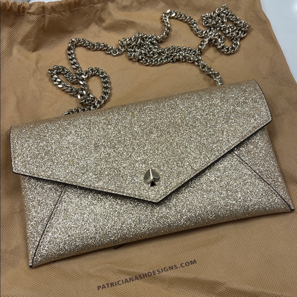 SOLD Kate Spade Gold Glitter Envelope Clutch